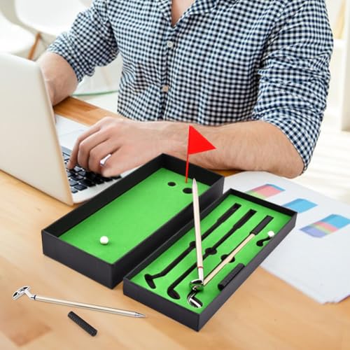 Golf Pen Set with Mini Green & Flag - Desk Golf Putting Game, Office Gift