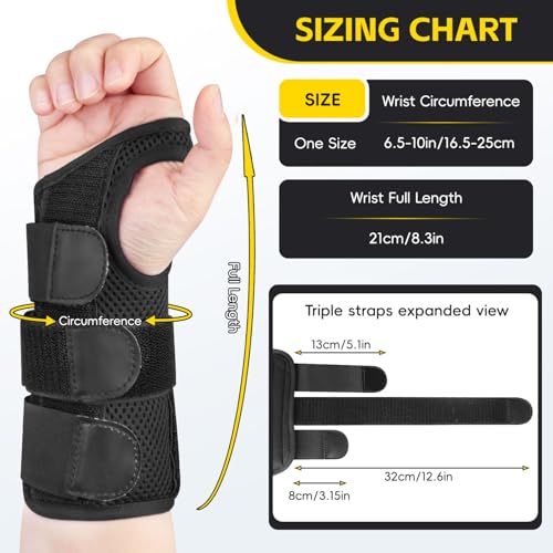 Wrist Brace for Carpal Tunnel - Adjustable Left Hand Support, Black
