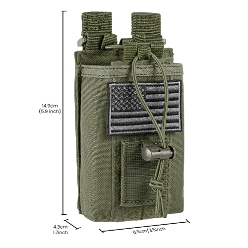 FRTKK Army Green Tactical Radio Holder, Molle Radio Pouch for Two-Way Radios