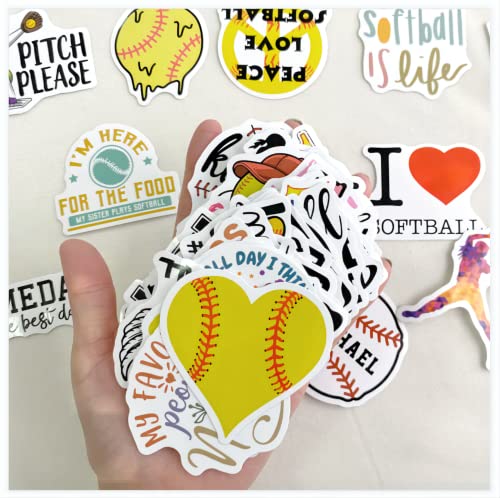 100PCS Softball Stickers - Waterproof Vinyl for Personalized Decor