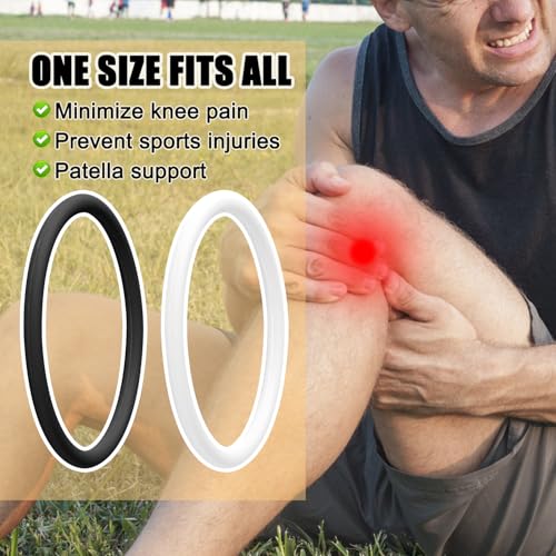 Patellar Tendon Knee Support Straps - Silicone Knee Band - 4 Pack - Black & White