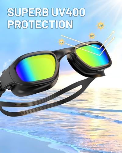 Zeligerstar Black Polarized Swim Goggles with Anti-Fog & UV Protection - Electroplated Gold