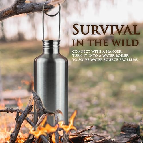 Pubgeer 42oz Stainless Steel Water Bottle with 24oz Nesting Cup & Carrier Bag, Camping & Survival Gear