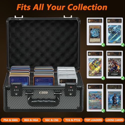 Black 3 Slots Graded Card Storage Box with TSA Lock for PSA BGS CSG - Wisvov