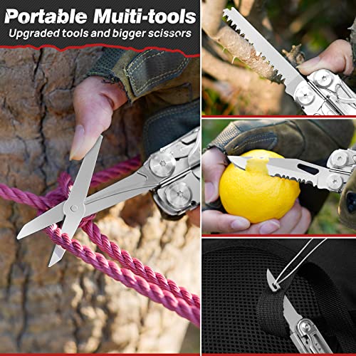 BIBURY 22-in-1 Multitool Pliers with Fire Starter, Whistle & Locking Safety Design