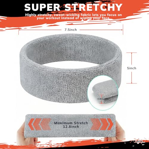Sweatbands Sports Headband - 4-Pack in Black, Gray, Blue, White