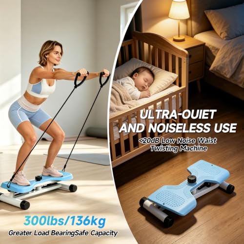 Waist Twister Machine - Noiseless Core & Belly Fat Workout - Blue