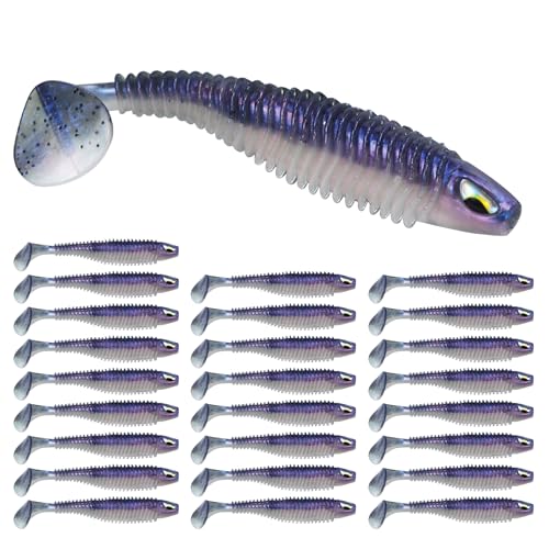 2.5in Paddle Tail Swimbaits - 25PCS Soft Plastic Fishing Lures - Purple