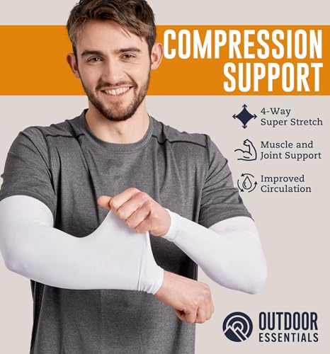 Cooling Arm Sleeves for Sun Protection - 3 Pairs White - UPF 50+