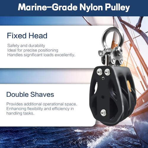 Double Sheave Fixed Head Sailing Block - 35mm Marine Pulley