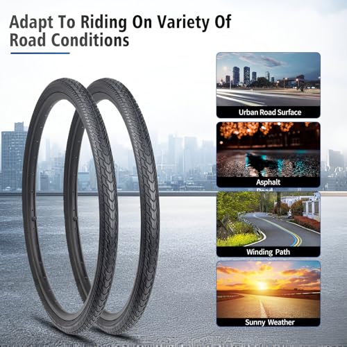 HUIOK 26x1.75 Bicycle Tire and Tube Replacement Kit - Fits 26 Inch Folding Bikes