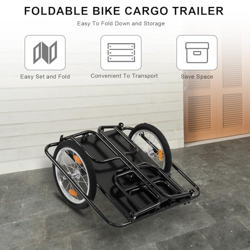 Foldable Bicycle Cargo Trailer with Universal Hitch & 16" Wheels