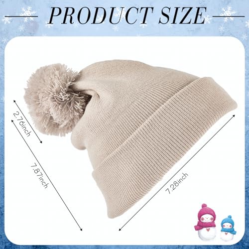 2-Pack Knit Pom Beanie Hat - Winter Cuff Cap for Men & Women - Beige/Ginger