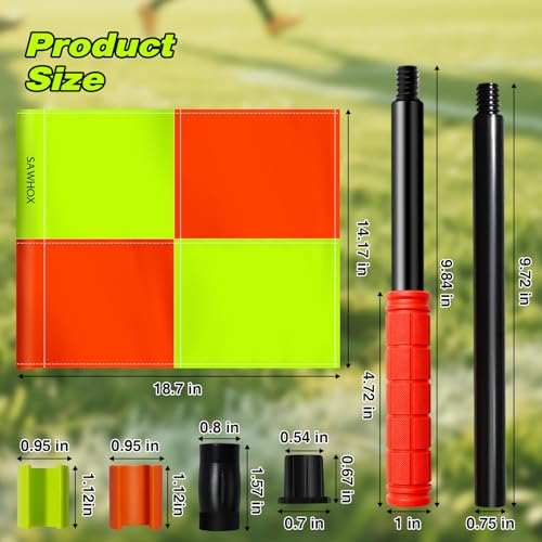 Soccer Referee Flags 2PCS Kit with Detachable Poles & Rubber Handles