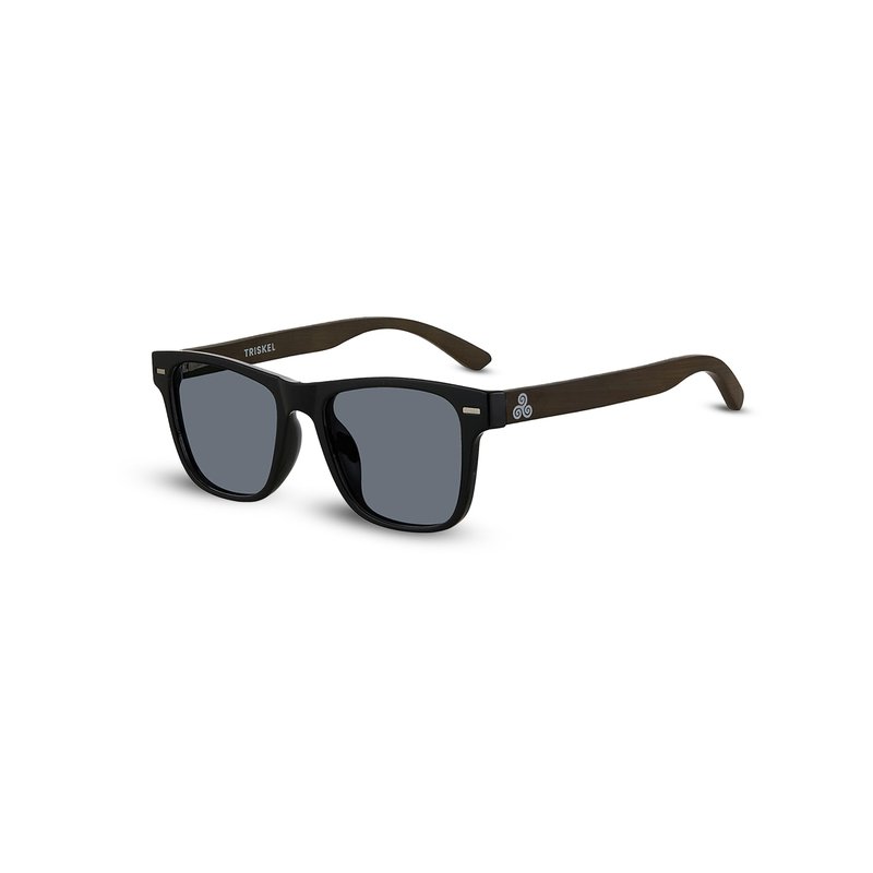 TRISKEL EYEWEAR Ljubljana Sunglasses Womens & Mens, Polarized Glasses with Modern Mixed Material Design, 100% UV (Black with Dark Grey lenses)