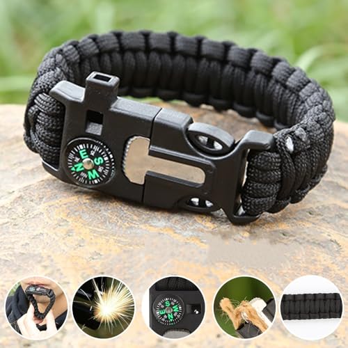Durable Paracord Wristband for Outdoor Survival - Black