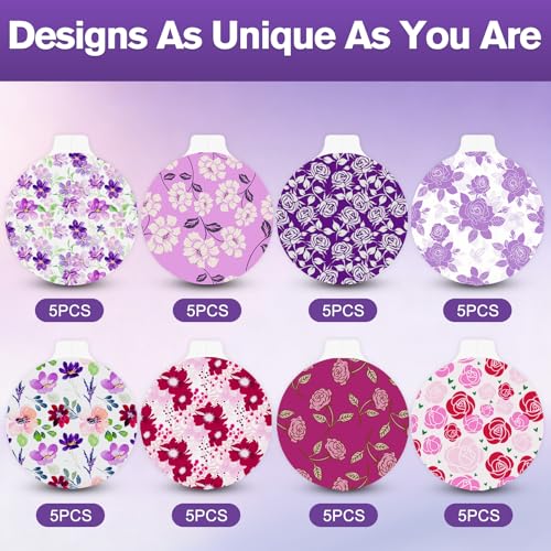 40-Pack Floral Waterproof Sensor Covers for Libre 2 Plus & Lingo CGM