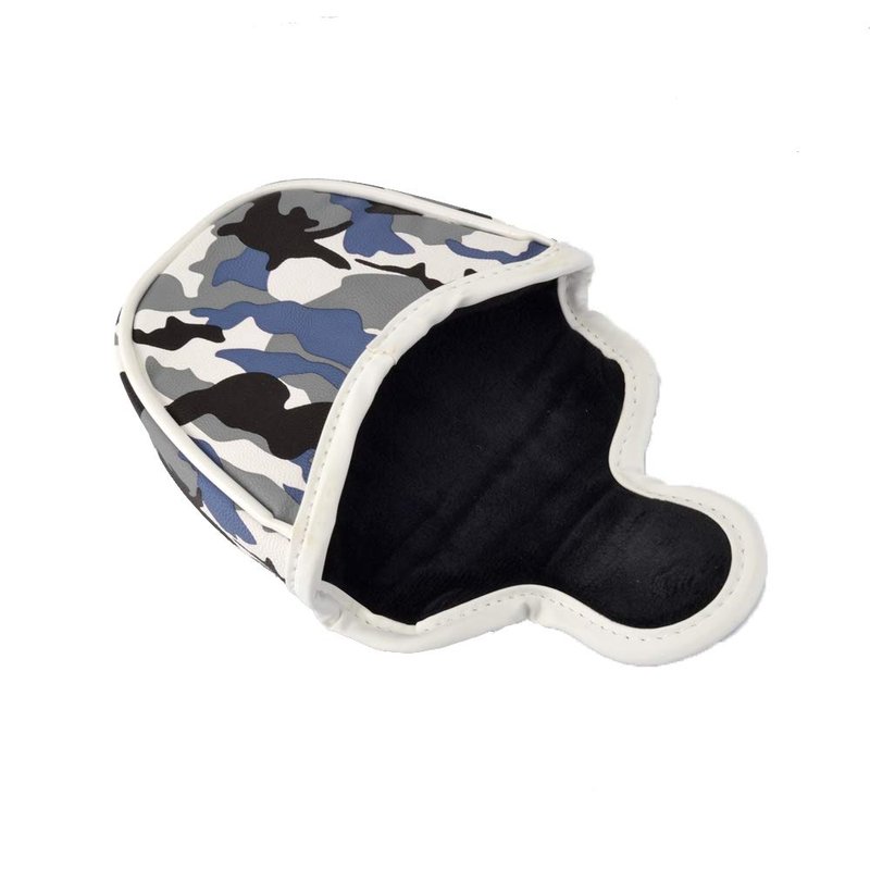 GOOACTION Camo Blue Golf Mallet Putter Head Cover - Magnetic Closure, Camouflage Pattern, Synthetic Leather Protector for Heel Shaft Putters