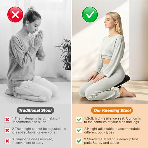 Adjustable Meditation Bench - Ergonomic Kneeling Stool for Yoga & Prayer