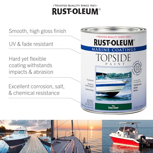 Rust-Oleum Marine Coatings Semi-Gloss White Topside Paint 32 Fl Oz - Durable UV & Weather Resistant