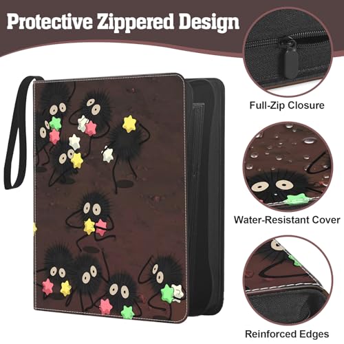UGYAZX Brown Star Fuzzball Top Loader Binder, Holds 360 Trading Cards