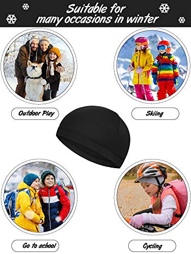 Geyoga 6 Pcs Kids Skull Cap Helmet Liner Hats, Small Black