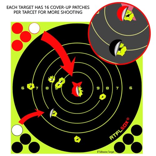 8 Inch Reactive Splatter Bullseye Shooting Target Stickers - 25 Pack