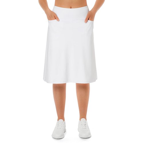 Women's Midi Length Skorts Skirts with 3 Pockets Modest Skirts Women's 24" Knee Length Skort Allwhite S