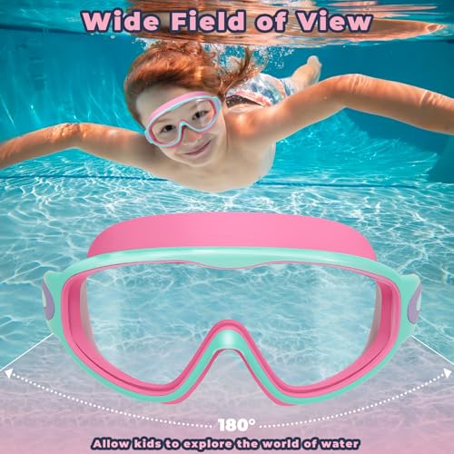 Kids Swim Goggles - Wide View Anti-Fog UV Protection for Ages 3-15