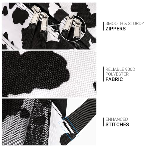 ZORFIN 26L Cow Print Black Water-Resistant College & Travel Backpack, 16.5 Inch