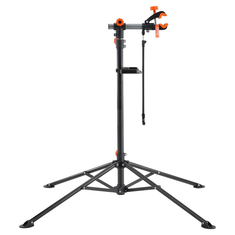 VEVOR Bike Repair Stand, 4-Leg Steel Bicycle Repair Stand, 42.5"-74.8" Adjustable Height Bike Maintenance Work Stand with Magnetic Tool Tray, Foldable Bike Service Stand for Home, Shop (Max 80 Pounds)