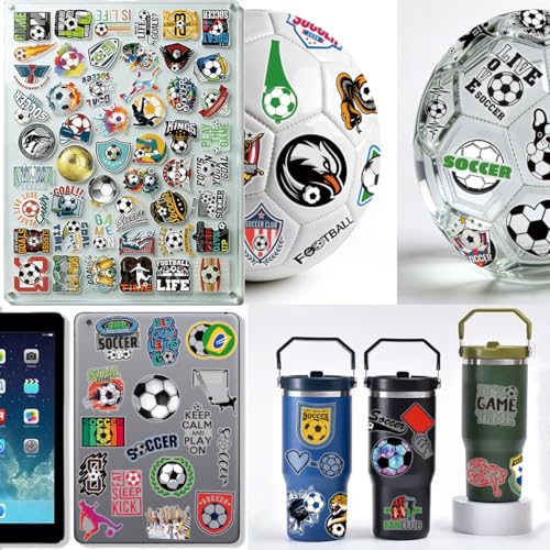 200 Soccer Stickers - Waterproof Decals for Water Bottles, Laptops, & More