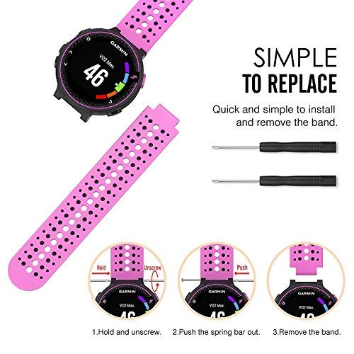 HWHMH Colorful Replacement Silicone Bands with Pin Removal Tools for Garmin Forerunner 220/230/235/620/630 (No Tracker, Replacement Bands Only) (Pack of 6)