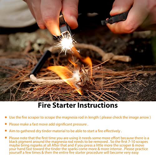Oadnfa Black Survival Paracord Bracelet Kit with Fire Starter & Compass - 5-in-1 Camping Gear