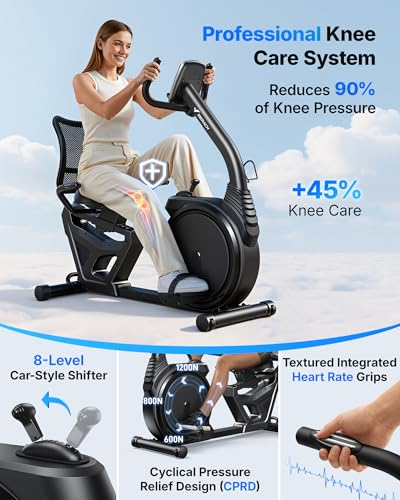 Recumbent Exercise Bike for Home - Magnetic, Adjustable Seat, Black