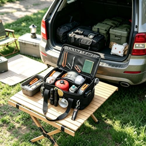 Lemubeane 14L Tactical Camping Storage Bag Black – Portable Trunk Organizer