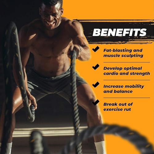 Yes4All 1.5 Inch Battle Rope No Cover - 30ft Professional Strength Training Rope