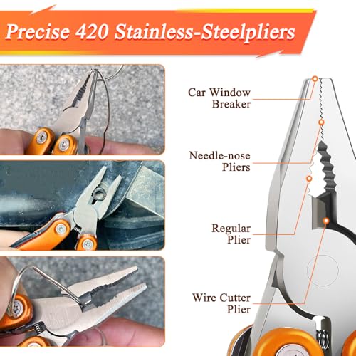 14-in-1 Mini Multitool Pliers - Stainless Steel Pocket Tool for EDC & Camping