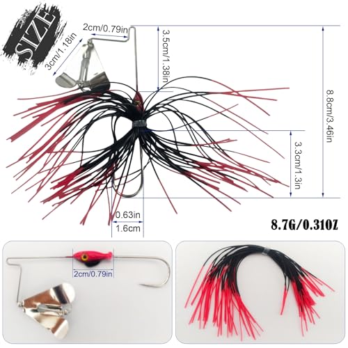 Bass Spinner Baits - 5 Pcs Buzz Bait Hard Metal Fishing Jigs, 3.46in/0.31oz