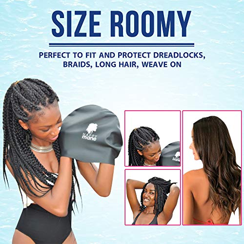 Happy Mane Silicone Swim Cap for Dreads - Pink - Fits Braids & Locs