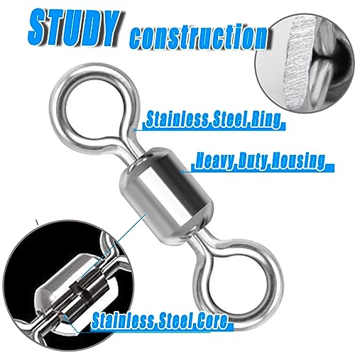 250pcs Stainless Steel Fishing Barrel Swivels - #2, #4, #6, #8, #10