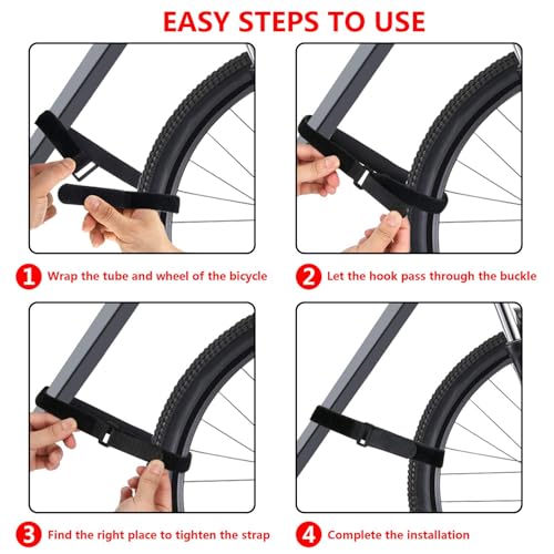 Adjustable Bike Rack Straps - 4pcs Black & Orange Wheel Stabilizers