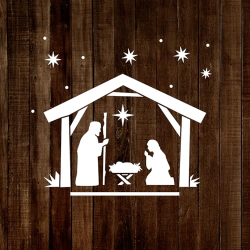 MAGJUCHE Nativity Manger Stencil 6 Inches, Reusable Christmas Stencil for Painting DIY Crafts Decor