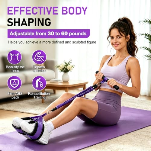 Purple Adjustable Resistance Band with Handles for Full-Body Workout