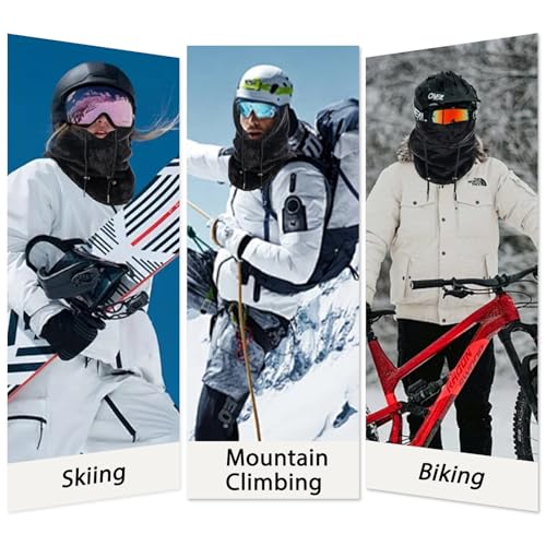 CAZYTOYZ Black Wind-Resistant Winter Ski Mask for Men & Women Fleece Face Cover