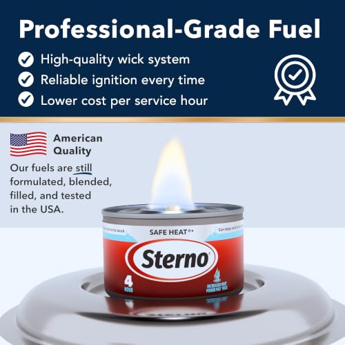 Sterno Safe Heat PowerPad Chafing Fuel 12 Pack - 4 Hour Burn Time, Indoor & Outdoor Use