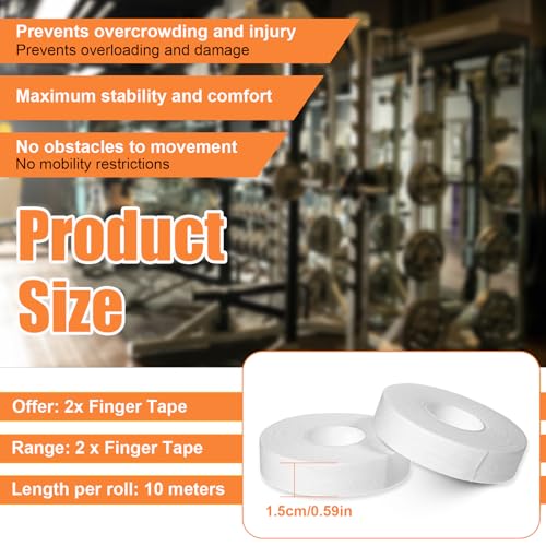 Athletic Finger Tape for Sports - 2 Rolls Cotton Support Tape - White