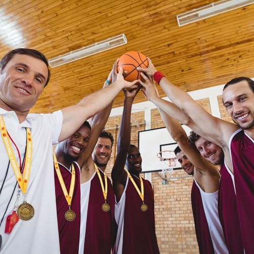 Gold Basketball Medals with Ribbons - 12 Pack, 2" Awards for Sports