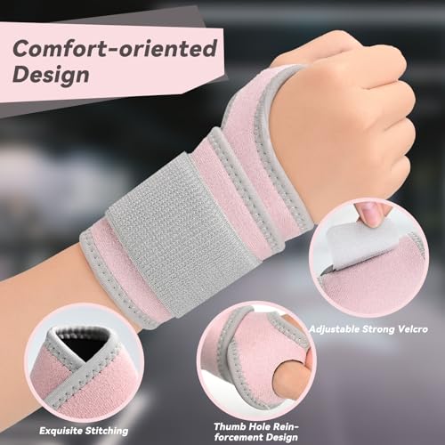 2 Pack Copper Wrist Brace Support for Carpal Tunnel, Pain Relief,
