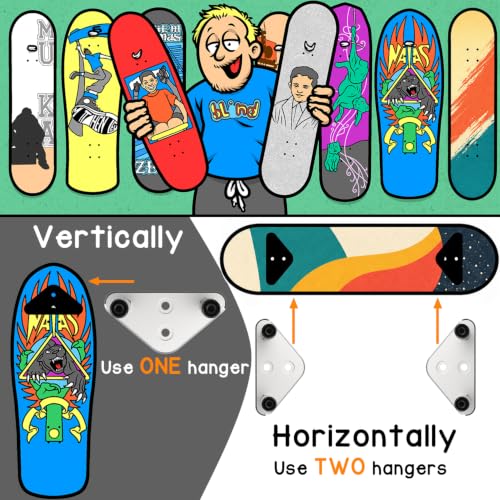 Skateboard Wall Mount Hanger - 6 Pack Aluminum Display Bracket